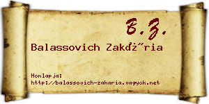 Balassovich Zakária névjegykártya